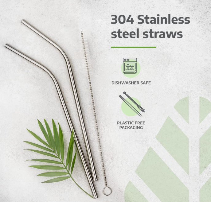 4 Steel Straw + 1 Cleaning Brush