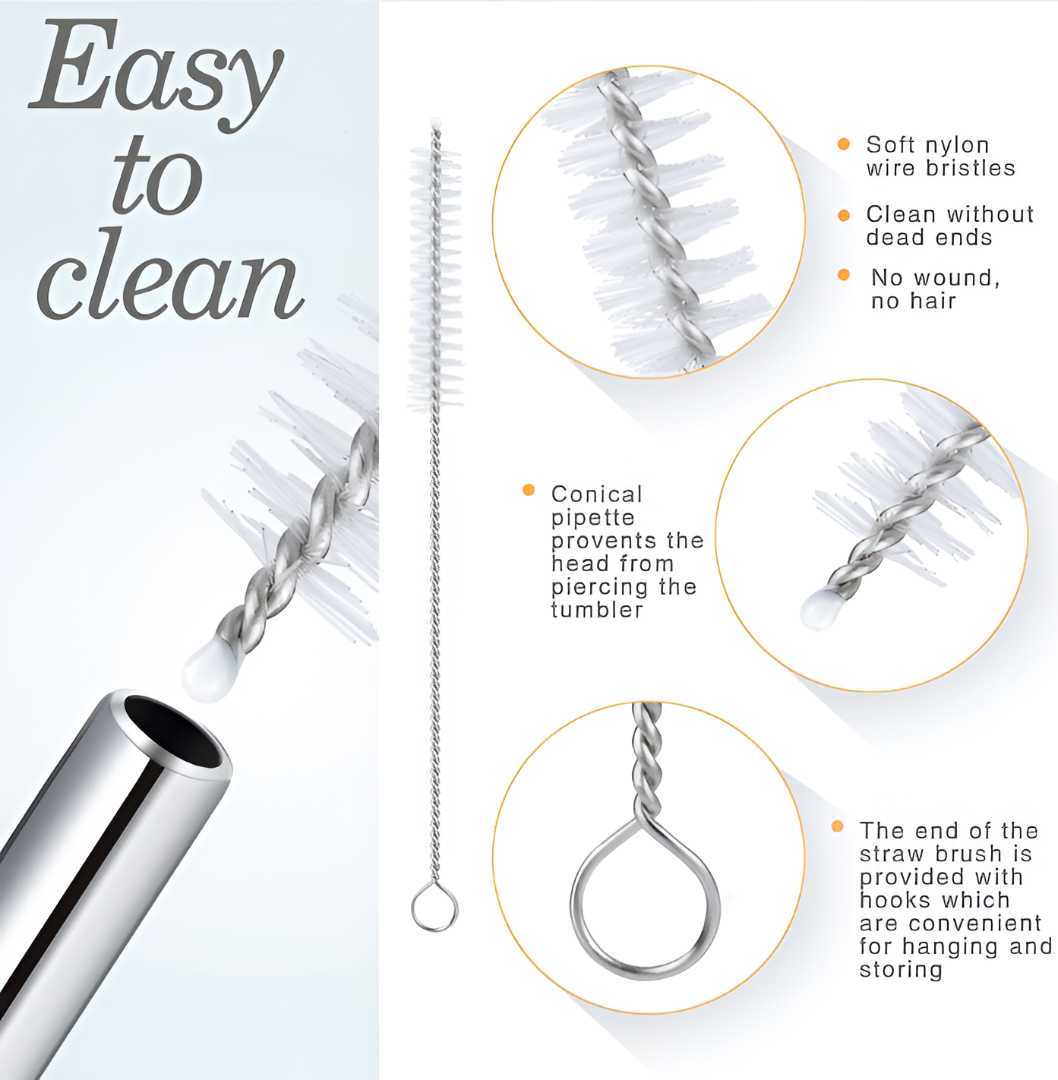 5 Glass Straws + 5 Steel Straw