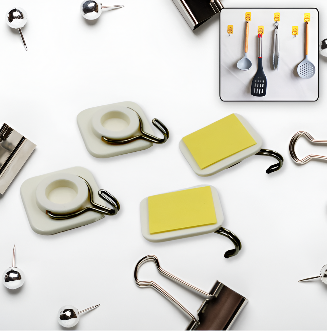 Adhesive Hooks(White) | Hold Upto - 3KGS | Pack of 8