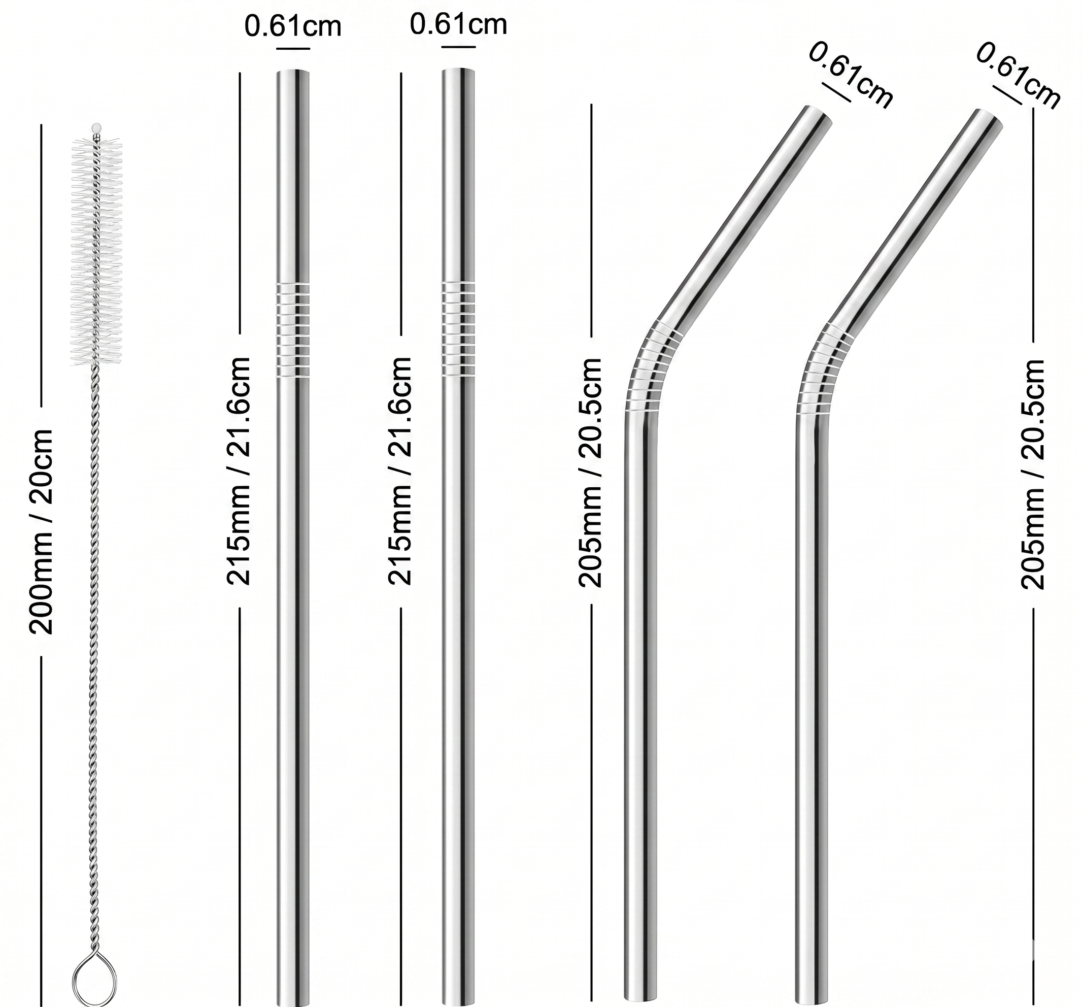 4 Steel Straw + 1 Cleaning Brush