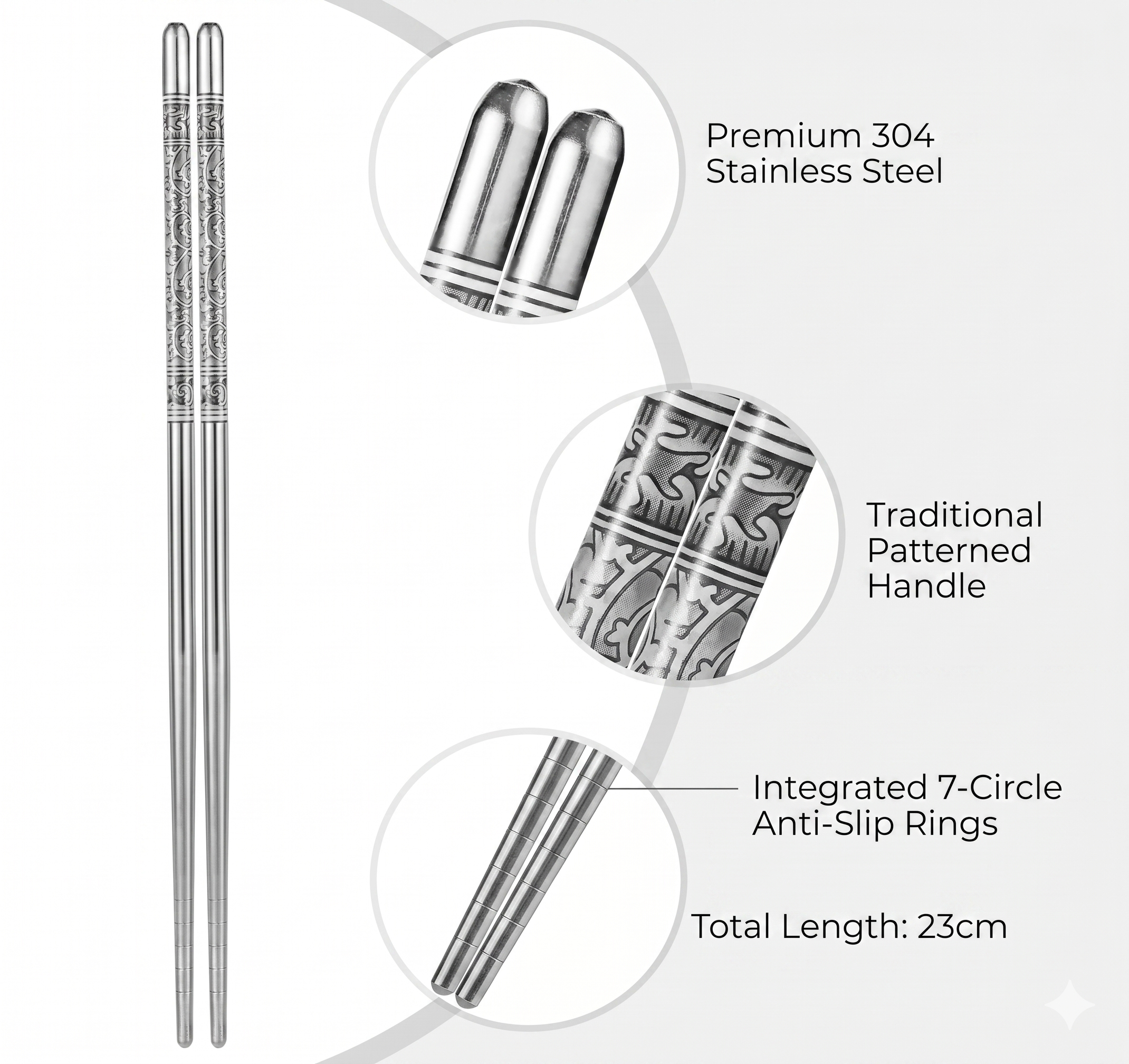 4 Chop Sticks + 5 Steel Straw