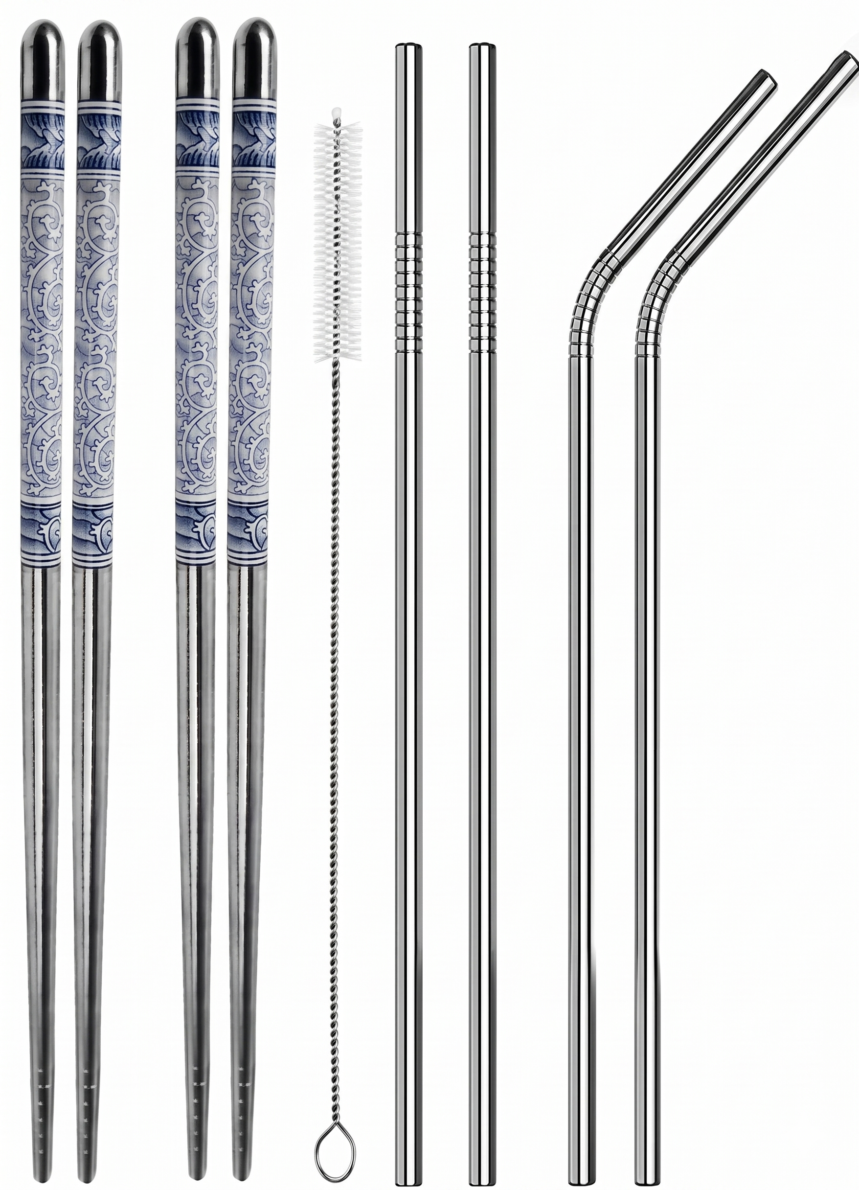 4 Chop Sticks + 5 Steel Straw