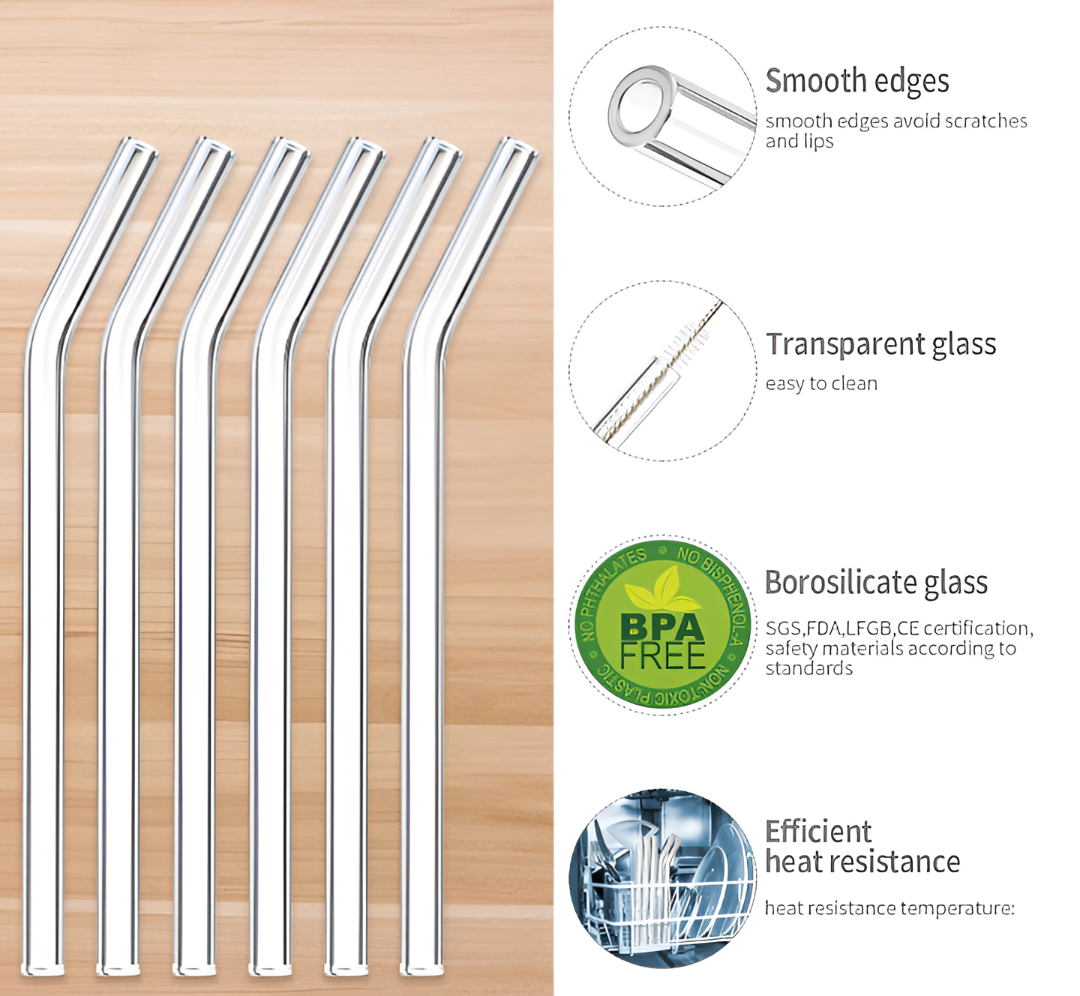 Glass Straw Transparent | Reusable - Pack of 3