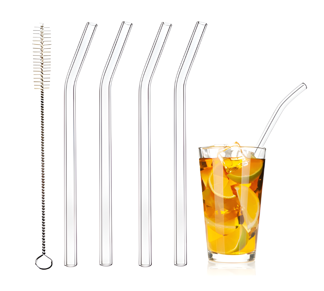 Glass Straw Transparent | Reusable - Pack of 4