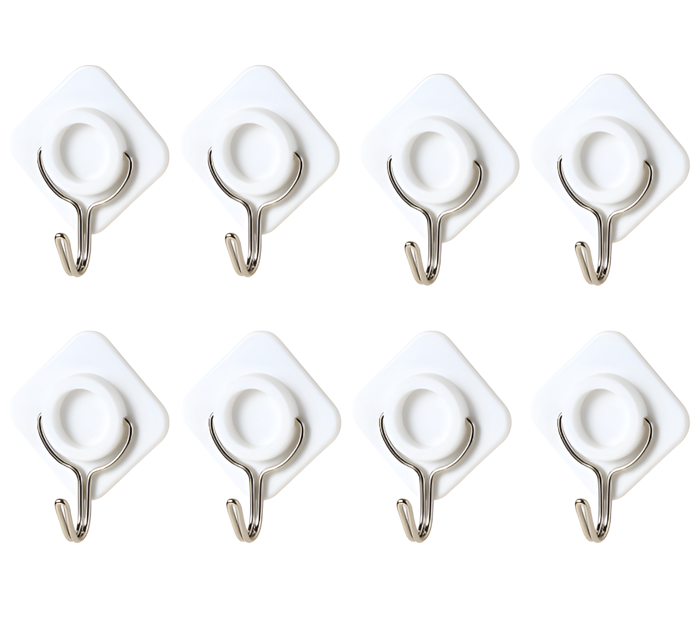 Adhesive Hooks(White) | Hold Upto - 3KGS | Pack of 8