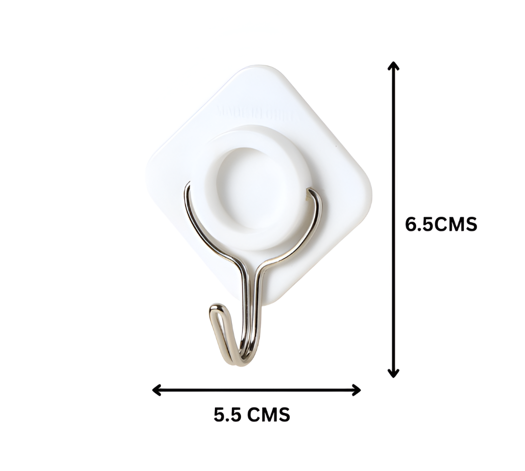 Adhesive Hooks(White) | Hold Upto - 3KGS | Pack of 8