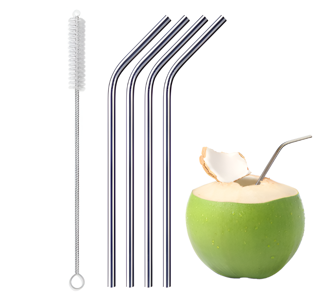 4 Bent Straw + 1 Cleaning Brush