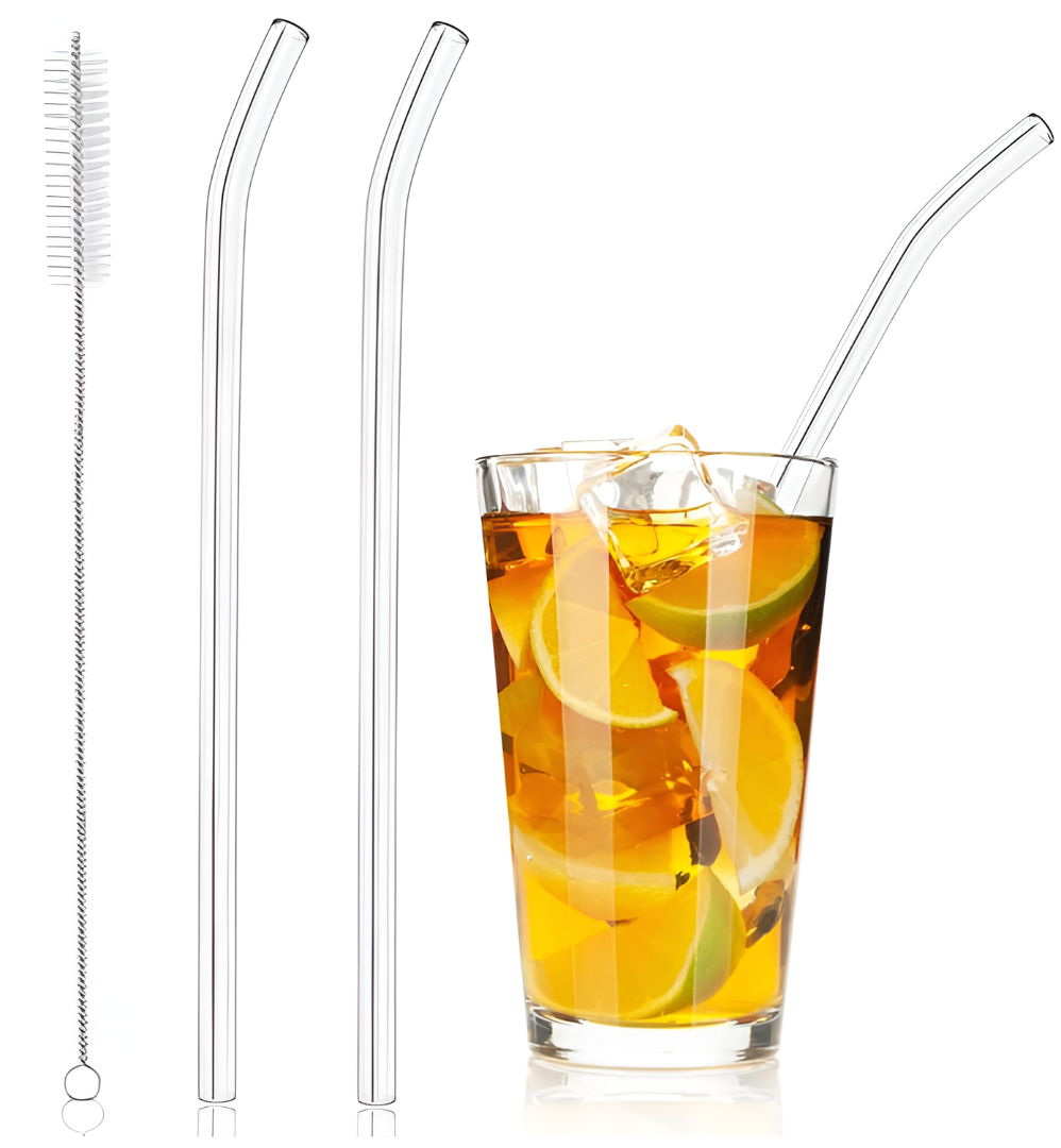 Glass Straw Transparent | Reusable - Pack of 2