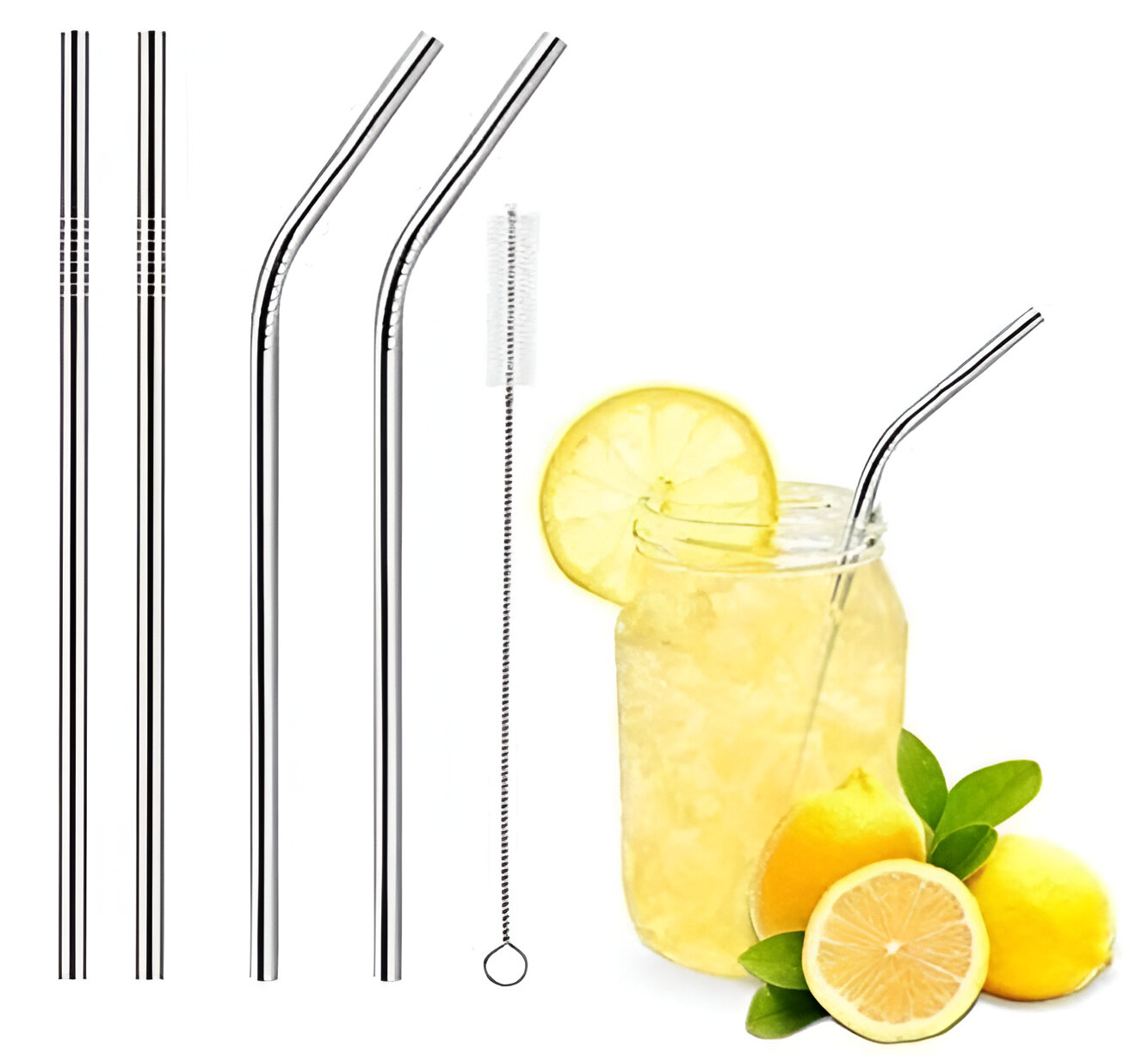 4 Steel Straw + 1 Cleaning Brush