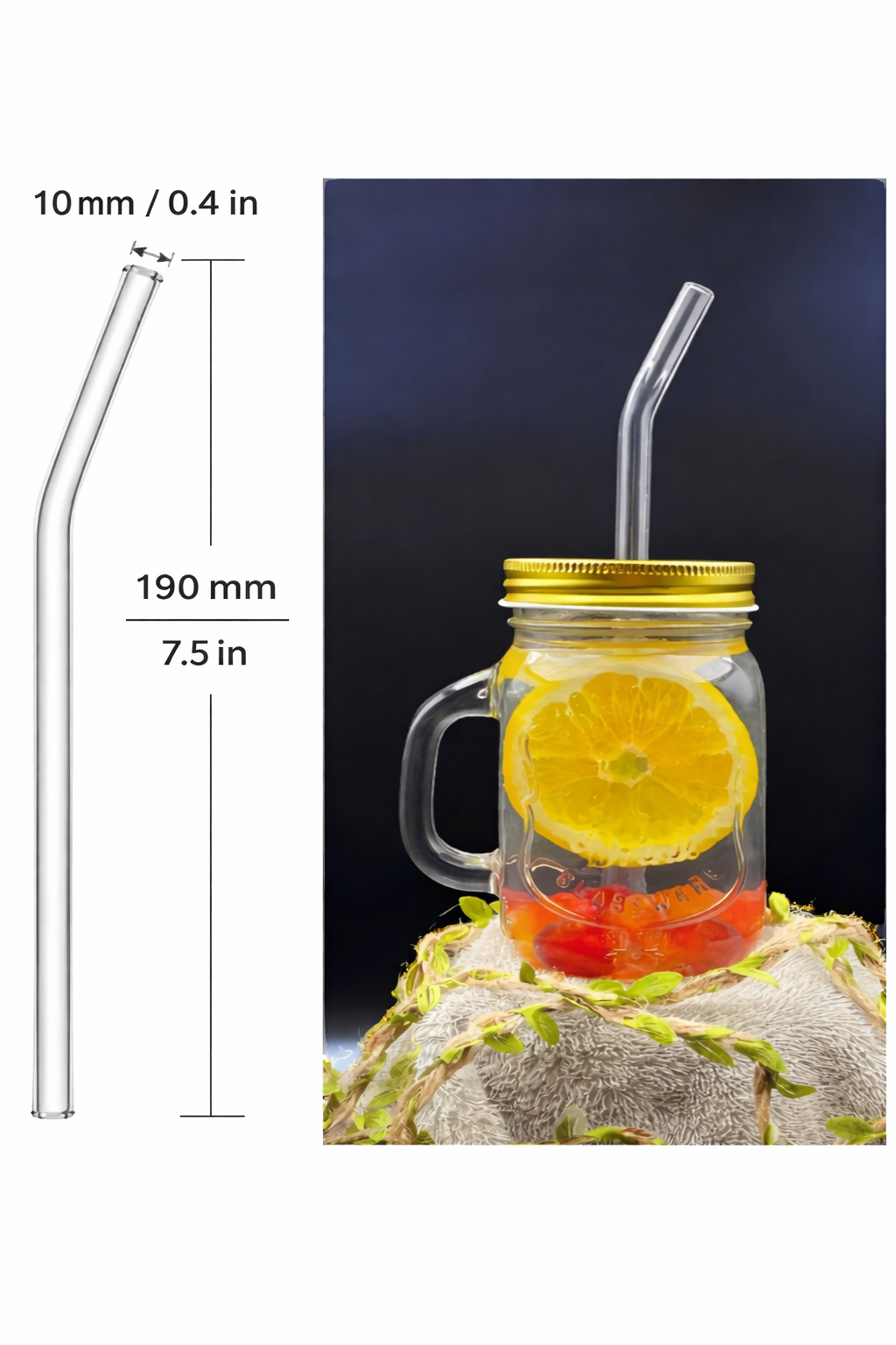 Glass Straw Transparent | Reusable - Pack of 3