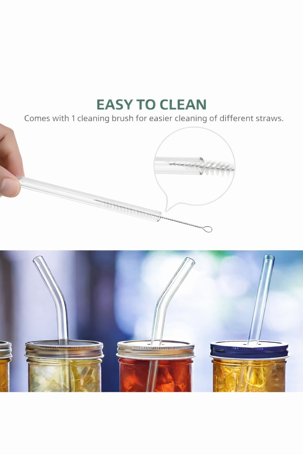 Glass Straw Transparent | Reusable - Pack of 3